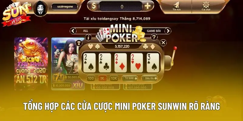 Tổng hợp các cửa cược Mini Poker Sunwin rõ ràng Tổng hợp các cửa cược Mini Poker Sunwin rõ ràng